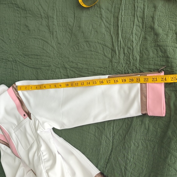 Tail Tech Womens Golf Jacket Pink/White/Bronze Zip Up Cuffs - Picture 12 of 12